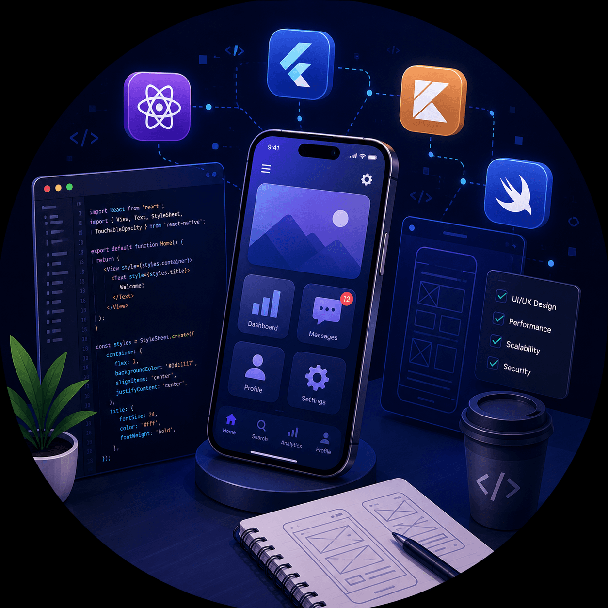 Mobile application development for iOS and Android